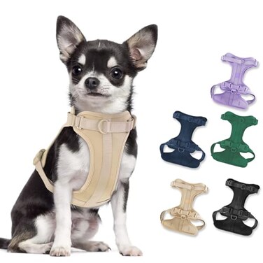 Wisedog No Pull Lightweight Dog Harness Adjustable Breathable Pet Vest Harness with Soft Comfortable Cushion for Small Medium Large Dogs XS Sand Color