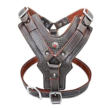 PET ARTIST Durable Leather Dog Harness for Medium and Large DogsAdjustable Comfortable Design with Strong Metal Buckles and Handle for Daily Walking for Shepherd DogMalamuteDoberman