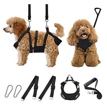 MYPIN 2 in 1 Pet Grooming Hammock with NoPull Harness Disassembles into Leash Adjustable LoopLeash Stainless Hooks Small Size for CatDog