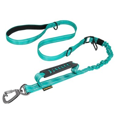 AUBELL Tactical Dog Leash Heavy Duty46ft Reflective Strong No Pull Bungee Leash for Medium Large Dogs with Comfortable Padded Double HandleCar Seat Belt360 Degree Rotating CarabinerTeal