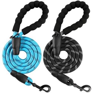 BARKBAY Dog Leashes for Large Dogs Heavy Duty Dog Leash 2 Pack 5 FT with Comfortable Padded Handle Highly Reflective Threads for Medium Large Dogs Walking Training Running 5FT12BlueBlack