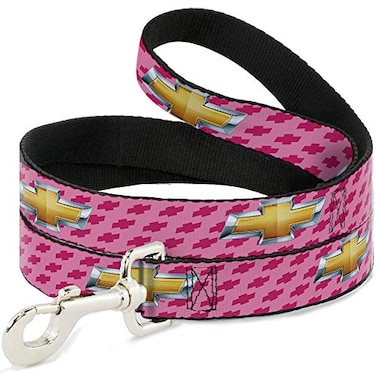 Buckle-Down BuckleDown Dog Leash Chevy Gold Bowtie Logo Pink 4 Feet Long 10 Inch Wide DLWCH010