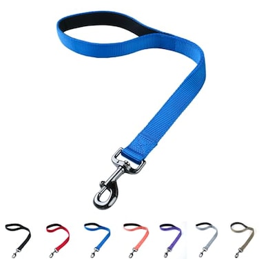 Cyclpet Premium18 Inches Nylon Short Dog Leash with Heavy Duty Clip and Soft Padded Handle for Large Medium Breed Dogs Daily Use JoggingWalkingTraining etc 18 Inches Classic Blue