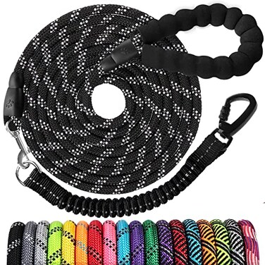 jenico Dog Leash 40FT Heavy Duty Leash with Swivel Lockable Hook andReflective Threads Bungee Dog Leash Comfortable Padded Handle for Walking for Small Medium Large Dog