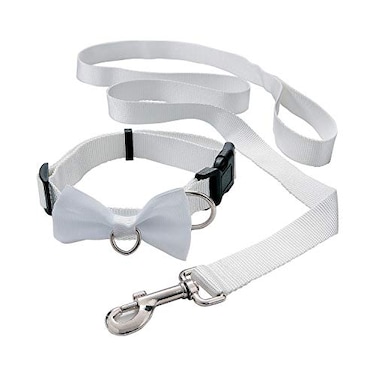 Fun Express Dog Ring Bearer Ring Holder Collar and Bow Tie Leash for Wedding 5 ft Leash with 25 Inch Collar That Shortens to 9 Inch