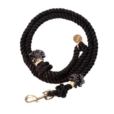Glow Pups Black Dog Leash 5 Foot Cotton Puppy Leash for Small Medium Large Dogs Handmade Boho Chic Rope Leash with Strong Clasp Comfortable Hand Loop for Walking