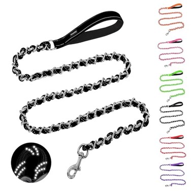 Homimp HOMIMP Chew Proof Dog Leash for Medium Large Dogs Reflective 6 FT Heavy Duty Metal Chain Dog Leashes with Soft Padded Handle Anti Bite Durable Rope Leashes for Pitbull Non Chewable