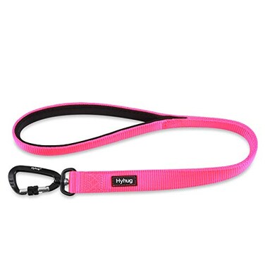 Hyhug Pets 24 Inches Heavy Duty Short Leash with Comfortable Handle and Lightweight Aviation Aluminium Clip Lead for Large Medium Dogs Daily Necessities Hot Pink