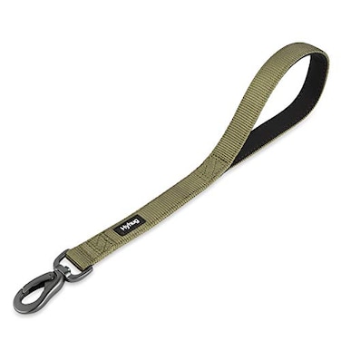 Hyhug Short Dog Leash Heavy Duty Nylon with Comfortable Padded Handle Durable Training Pet Leashes for Small Medium Large Dogs 18 Inches Military Green