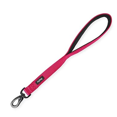 Hyhug Sturdy Nylon 18 Short Leash with Comfortable Cushion for Giant Large Medium Boy and Girl Dogs Daily Use Walking and Training 18 Inches Rose Red