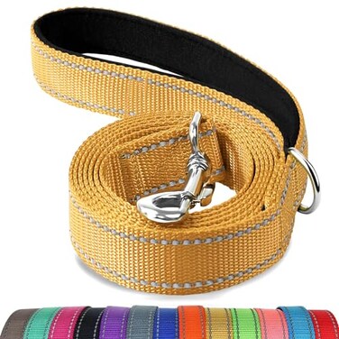 Joytale Dog Leash 6 FT DoubleSided Reflective Padded Handle Nylon Heavy Duty Leashes for Medium Large Dogs Walking Khaki