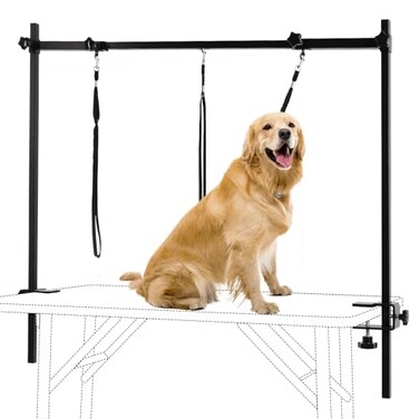 KELIXU Dog Grooming Arm with Clamps H Shape Pet Grooming Table Arm with 3 Loop Noose Pet Grooming Supplies for LargeMediumSmall Pets 32 Height Adjustable and 34 50 Width Adjustable Black