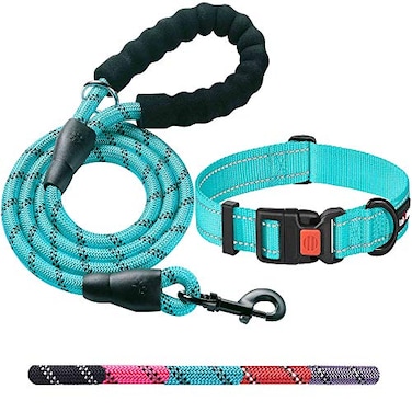 ladoogo Ladoogo Heavy Duty Dog Leash Comfortable Padded Handle 5 ft Long Dog Leashes for Small Medium Large Dogs LeashCollar XS Neck 105135 Blue