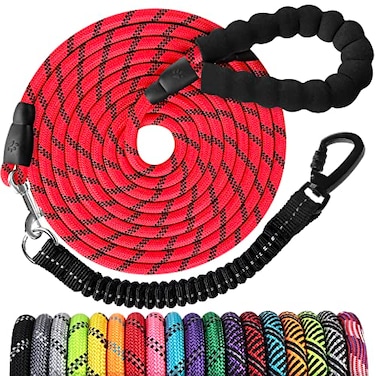jenico Long Dog Leash 20 FT Heavy Duty Rope Leashes for Dogs Training with Swivel Lockable Hook Reflective Threads Bungee and Padded Handle Dog Lead for Large Small Medium Dogs Outside Walking Hiking