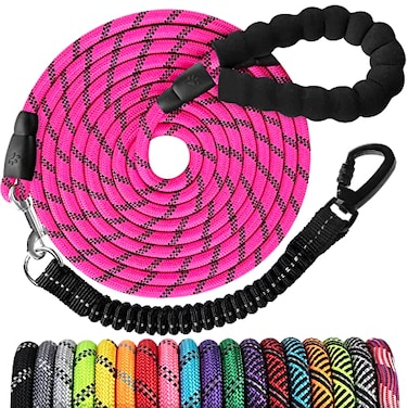 jenico Long Dog Leash 30 FT Heavy Duty Rope Leashes for Dogs Training with Swivel Lockable Hook Reflective Threads Bungee and Padded Handle Dog Lead for Large Small Medium Dogs Outside Walking Hiking