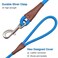MayPaw 46 810 FT Dog Leash Classic Solid Colors Strong Nylon Rope Dog Leash Reinforced with Leather Tailor Connection Heavy Duty Silver Clasp Blue 8ft12