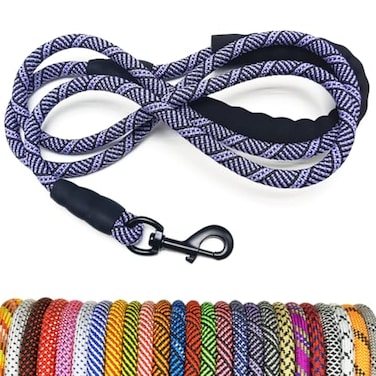 MayPaw Heavy Duty Rope Dog Leash 345678101215 FT Nylon Pet Leash Soft Padded Handle Thick Lead Leashes for Large Medium Dogs Purple Black 12 8