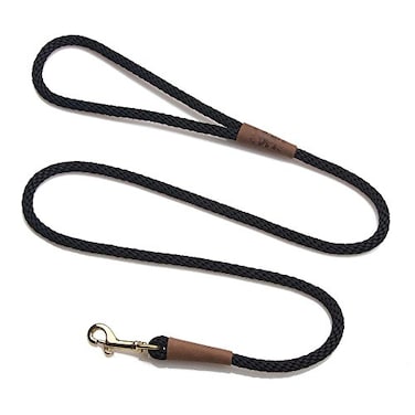 Mendota Products Mendota Pet Snap Leash BritishStyle Braided Dog Lead Made in The USA Black 12 in x 4 ft for Large Breeds