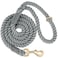 NUGUTIC Dog Leash 5 FT Handmade Braided Cotton Rope Leashes for Small Medium and Large Dogs New Golden Heavy Duty Metal Clasp Grey