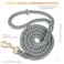 NUGUTIC Dog Leash 5 FT Handmade Braided Cotton Rope Leashes for Small Medium and Large Dogs New Golden Heavy Duty Metal Clasp Grey