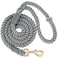 NUGUTIC Dog Leash 5 FT Handmade Braided Cotton Rope Leashes for Small Medium and Large Dogs New Golden Heavy Duty Metal Clasp Grey