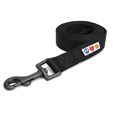 Pawtitas Solid 6 ft Black Dog Leash XSS Custom Name and Phone Embroidery Strong Nylon Leash for Small Breeds
