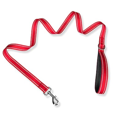 PHOEPET 5 Feet Dog Leash DualSide Reflective Soft Padded Handle Fit for Walking Training or Exploring Hiking Camping Red Black Base
