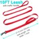 SEPXUFORE 10 FT Double Handle Dog Leash Reflective Traffic Leash with 2 Handles Heavy Duty Easy Control Training Walking Nylon Dog Lead for Large Medium Dogs and Pullers Red