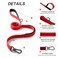 TwoEar 5FT 1IN Strong Red Dog Leash with 2 Padded Handles Traffic Handle Extra Control Comfortable Soft Dual Handle Auto Lock Hook Reflective Walking Lead for Small Medium and Large Dogs