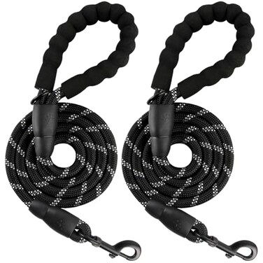 BARKBAY Dog Leashes for Large Dogs Heavy Duty Dog Leash 2 Pack 5 FT with Comfortable Padded Handle Highly Reflective Threads for Medium Large Dogs Walking Training Running 5FT12BlackBlack