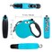 CROWN PAWS 16ft Retractable Dog Leash for Large Breed Dogs up to 110 lbs with a Detachable Chew Proof Extender Wire Ropes Blue L