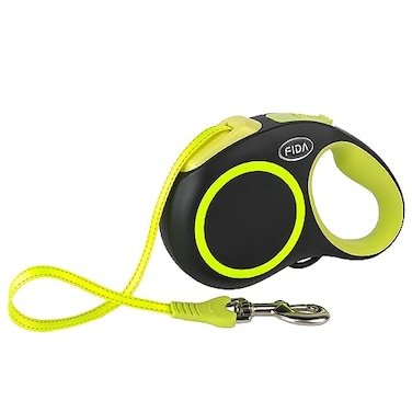 Fida Retractable Dog Leash Reflective 16ft Heavy Duty Pet Walking Leash for SmallMedium Dog up to 26 lbs Tangle Free OneHand Brake Small Neon Yellow