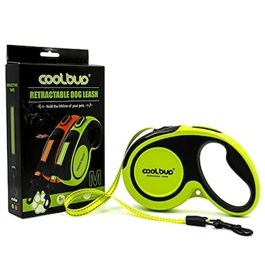JOYPAWS Retractable Dog Leash 16 ft Pet Walking Leash for Medium Dogs up to 66 lbs One Button Break Lock Heavy Duty Strong Nylon Tape TangleFree Green Medium