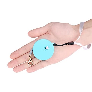 CUGBCUG Retractable Dog Leash for Small Dogs Cats up to 11lbs with 65ft AntiPull Strong Nylon Tape Hands Free Mini and Portable Walking Leash with Wrist Strap OneHand Brake Blue Round