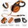 JOYPAWS Retractable Dog Leash Upgraded Durable 16ft Heavy Duty Pet Walking Leash with AntiSlip Handle for Small Dog or Cat Strong Reflective Nylon Tape OneHanded Brake Pause Lock OrangeSmall