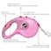 Secfanya Retractable Dog Leashes Pet Leash Dog Lead for Small Medium Large Dog up to 33lbs AntiSlip Handle OneHanded Brake Pause Lock Nylon Ribbon Pink