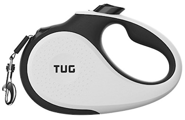 TUG XL 360 TangleFree Retractable Dog Leash with AntiSlip Handle 26 ft Strong Nylon Tape OneHanded Brake Pause Lock Extra Large White