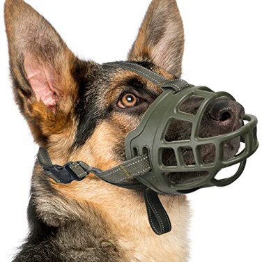BARKLESS Dog Muzzle Basket Muzzle for Small Medium Large Dogs Soft Cage Mouth Cover for Biting Chewing Allow Drinking Panting for German Shepherd Pitbull Rottweiler 1 Snout 67 Green