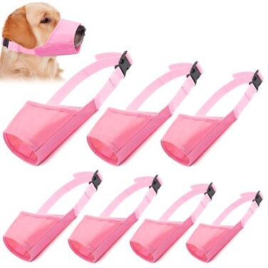 Coppthinktu Dog Muzzle Suit 7PCS Adjustable Muzzles for Small Medium Large Dogs Soft Comfortable Mouth Cover for Long Snout