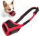 LUCKYPAW Dog Muzzle Anti Biting Barking and Chewing with Comfortable Mesh Soft Fabric and Adjustable Strap Suitable for Small Medium and Large DogsRed TrimL