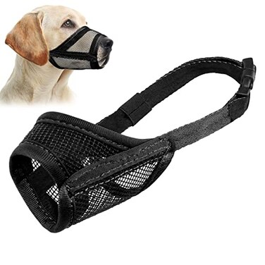 LUCKYPAW Dog Muzzle Mesh Muzzle for Large Medium Dogs Soft Mouth Cover to Prevent Biting Chewing Drinkable Breathable Adjustable Puppy Mouth Guard XXL Black
