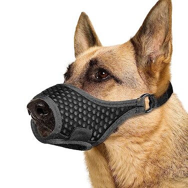 LUCKYPAW Soft Muzzle for Small Medium Sized Dogs Dog Muzzle to Prevent Biting Chewing Adjustable Breathable Mouth Guard for Grooming Walking TrainingBlack S