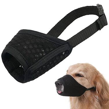 Mayerzon Dog Muzzle Puppy Soft Mesh Muzzle for Small Medium Large Dogs Chihuahua Poodles Beagle Dachshund Corgis Labrador for Biting Chewing Grooming that Allows Panting DrinkingXL Black