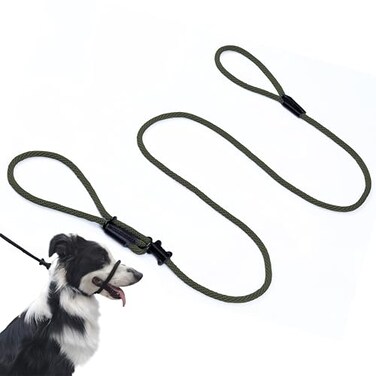 Lihtaiyi Multifunctional Figure 8 Padded Head Halter Walking Training Leather Stopper Slip Lead Dog Rope Leash Muzzle Army Green