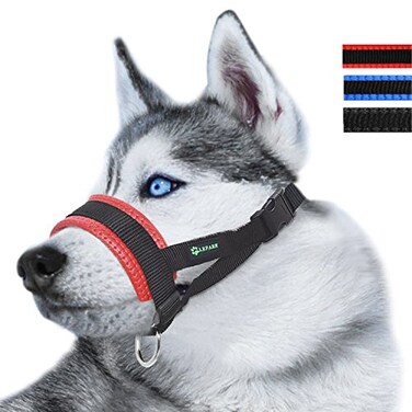 Lepark Nylon Dog Muzzle for SmallMediumLarge Dogs Prevent from BitingBarking and ChewingAdjustable LoopXLRed