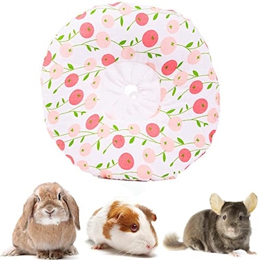 WCDJOMOP Adjustable Rabbit Protection Cone CollarSoft Pet Recovery Collar for RabbitsChinchillaGuinea PigsKittens After Surgery Wound HealingElizabeth Neck ECollar for Small Animals XS Pink Cherry