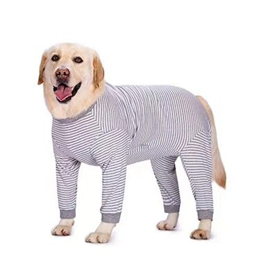 Yeapeeto Dog Onesie Surgery Recovery Suit for Large Medium Bodysuit Dogs Pajamas PJS Full Body for Shedding Prevent Licking Wound Protection Cone Alternative 3XL Grey