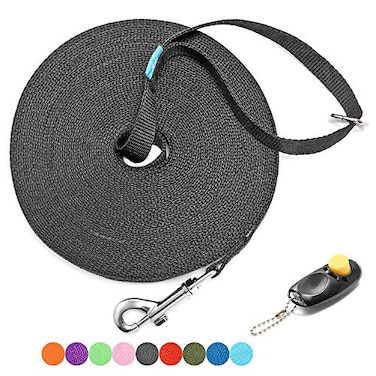 BAAPET 15203050100 ft Long Dog Training Leash with Clickers for Small Medium and Large Dogs or Cats 30 Feet Black
