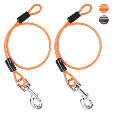 Libbipaw Chew Proof Dog Leash Extender 24 Wire Rope Extension for Small Medium Large Dogs Walking Training Puppies Dual 2Dog Leash Metal Cable Lead for Collar Harness Orange