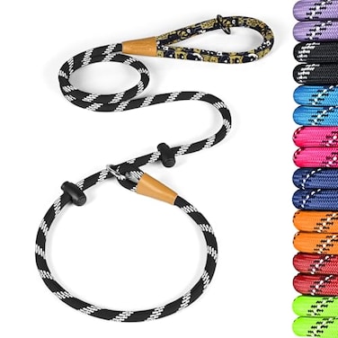Lynxking lynxking Slip Lead Dog Leash Reflective Heavy Duty Comfortable Strong Rope for Large Medium Small Dogs No Pull Pet Training Black Large 12in x 6ftSlip Lead